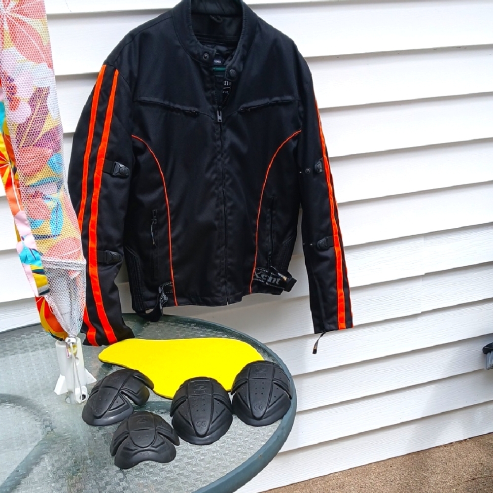 Xelement Armor Black and Orange Motorcycle Jacket with Armor Size L